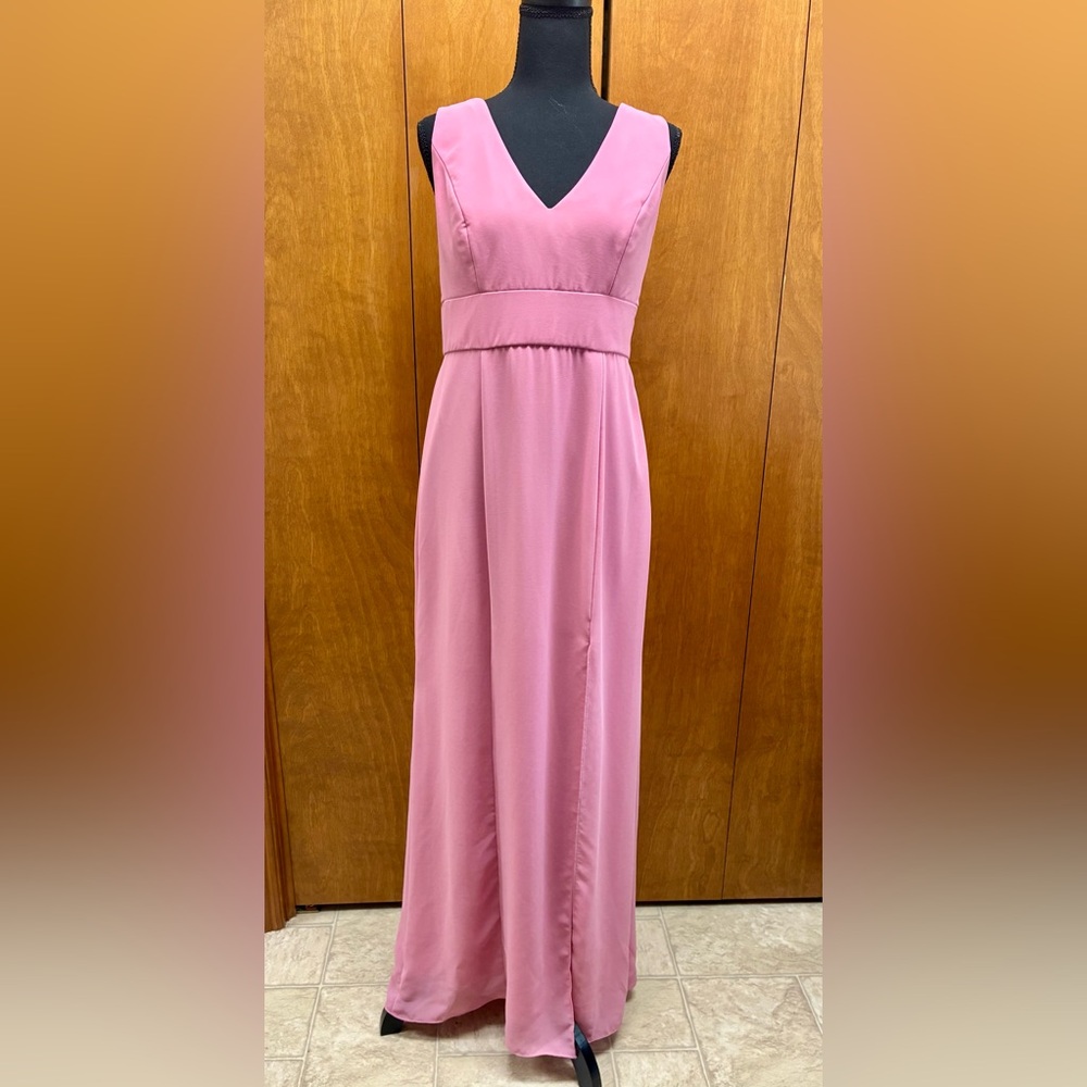 After Six Carnation Pink Maxi Dress with side slit